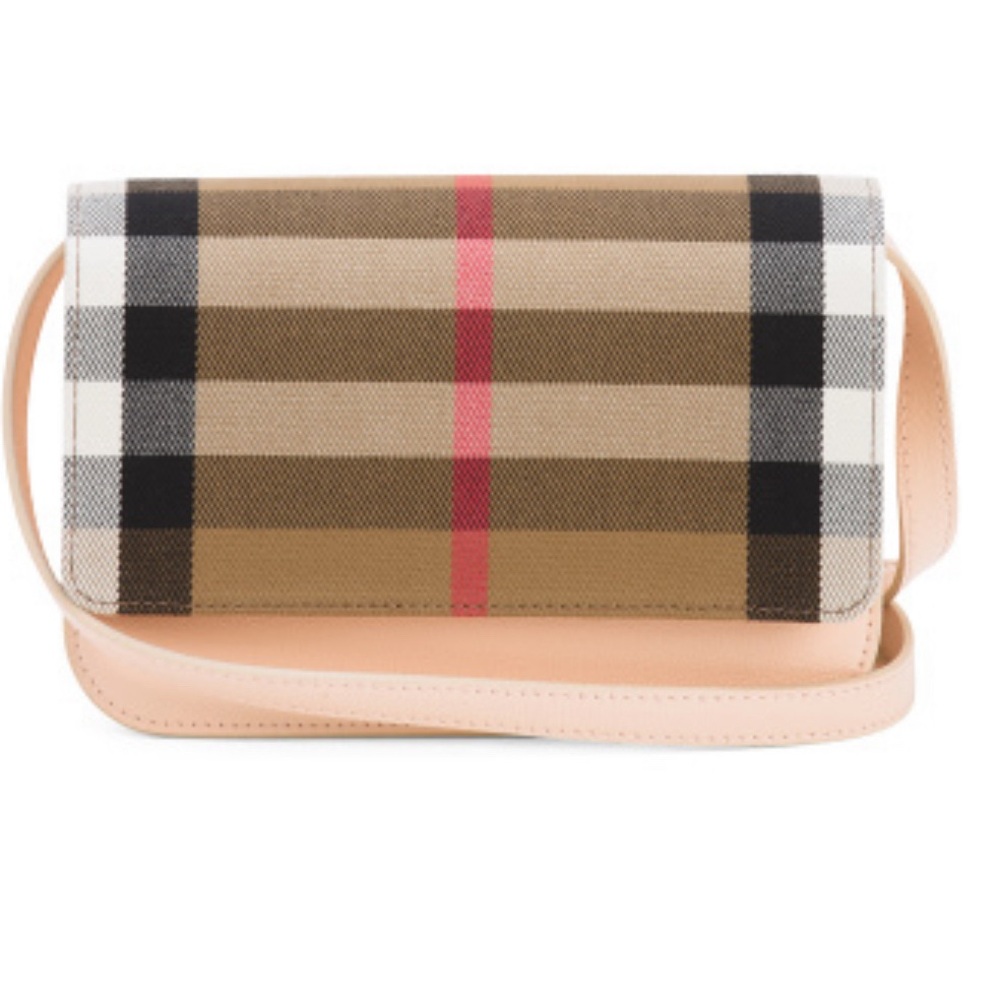 Burberry Beige and Red Check Crossbody Bag
